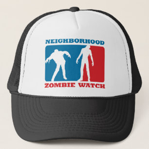 Nachbarschafts-Zombie-Uhr - Rot und Blau Truckerkappe