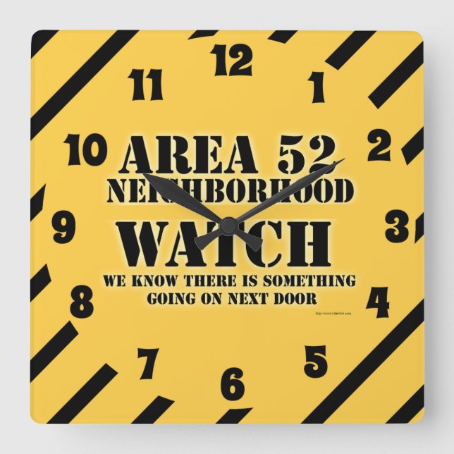 Nachbarschaftswache des Bereichs-52 Quadratische Wanduhr (Vorderseite)