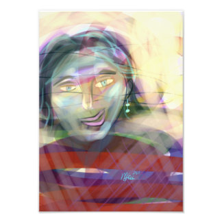 Nachdenkliche Farbige Zeitgenössische Weibliche Po Fotodruck