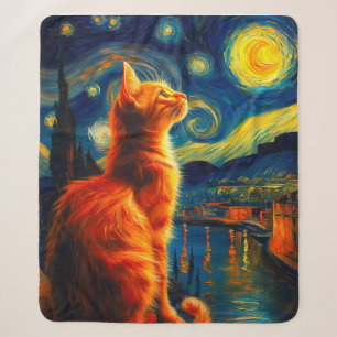 Nachdenkliche Ingwerkatze Sternenhimmel Sherpadecke