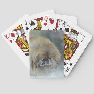 Nachdenklicher Pekinese Spielkarten