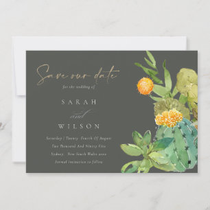 NACHFOLGENDE KACTUS-FLORALWASSERFARBE SAVE THE DAT DATE