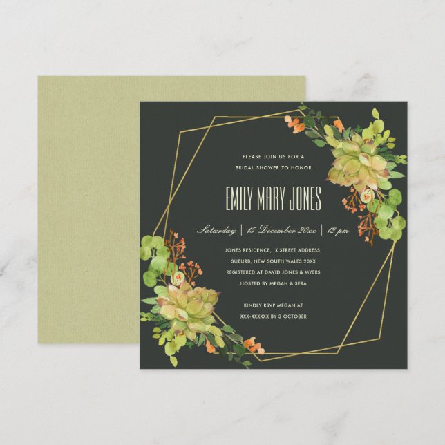 NACHFOLGENDES KRAFT FLORAL WATERCOLOR BRAUTPARTY EINLADUNG (Vorne/Hinten)