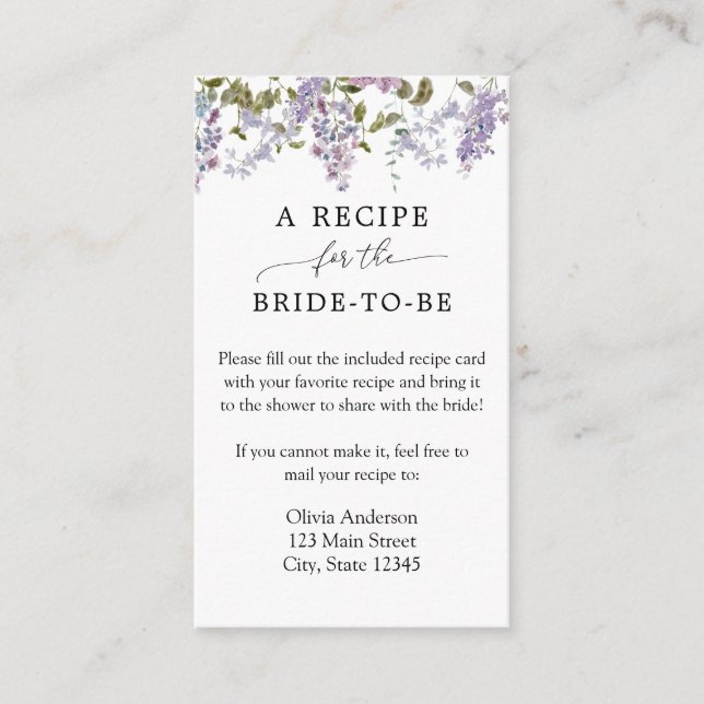 Nachfrage nach bridalen Rezepten für Lilac und Lav Begleitkarte (Vorderseite)