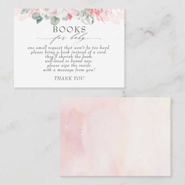 Nachfrage nach Soft Pink Floral Baby Books Visitenkarte (Vorne/Hinten)
