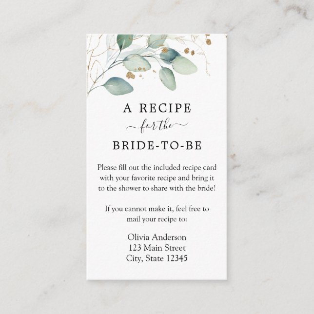 Nachfrage nach Wasserfarbe Eucalytpus-Dusche Begleitkarte (Vorderseite)