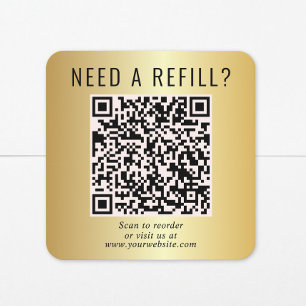 Nachfüll-QR-Code Gold Quadratischer Aufkleber