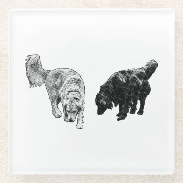 Nachglow Dot Sip — Retriever Duo Glasuntersetzer (Vorderseite)