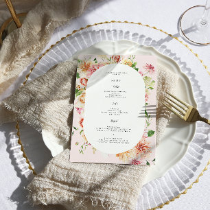 Nachglühender Blumengarten Hochzeitsmenü Menükarte