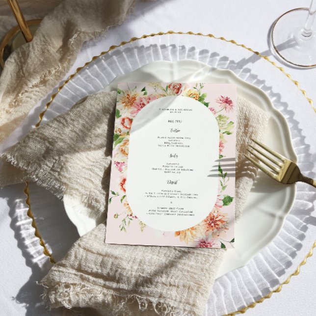 Nachglühender Blumengarten Hochzeitsmenü Menükarte (Von Creator hochgeladen)