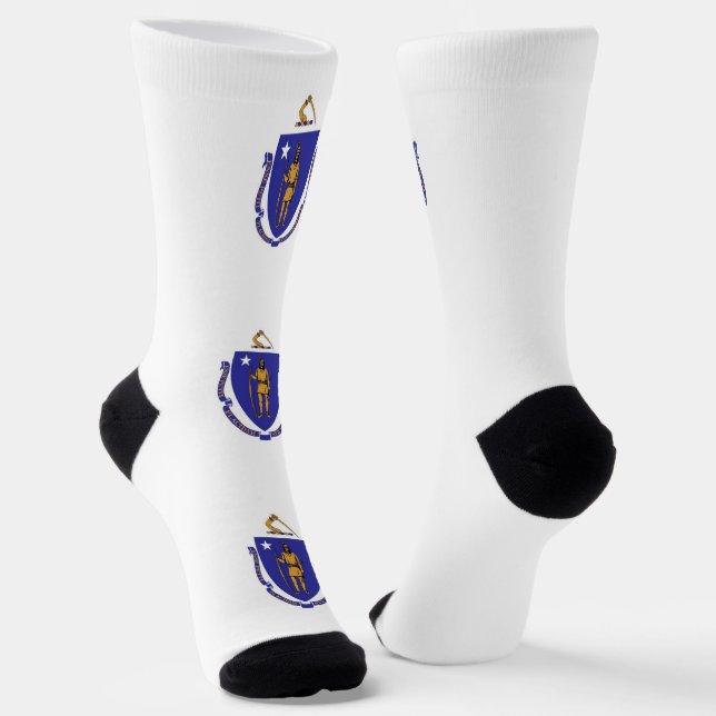 Nachhaltige Socken mit Massachusetts-Fahne (Gewinkelt)