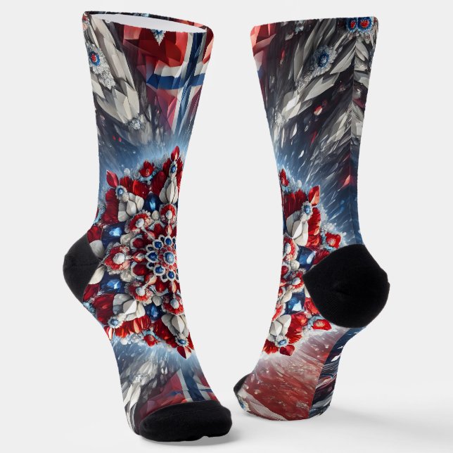 Nachhaltige Socken mit norwegischen Farben (Gewinkelt)