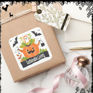 NachhaltigesLeben ExDesigner Halloween Quadratischer Aufkleber