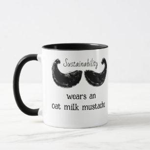 Nachhaltigkeit trägt eine Hafermilch Tasse