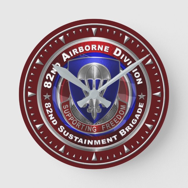 Nachhaltigkeitsbrigade des 82. Im Flugzeug Geschäf Runde Wanduhr (Vorderseite)