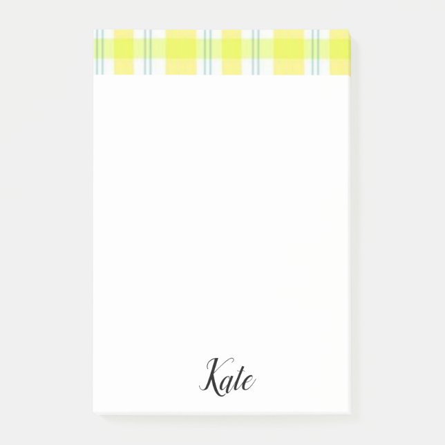 Nachhinweise gelb Kariert Post-it Klebezettel (Vorderseite)