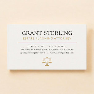 Nachlassplanungsanwalt Neutral Beige Gold Visitenkarte