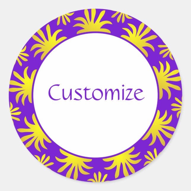 Nachmittag des Triffids Template - Lila & Gold Runder Aufkleber (Vorderseite)