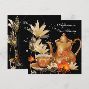 Nachmittags-Teeparty Vintage schwarze goldene Teek Einladung
