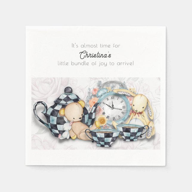 Nachmittagstee Party Babydusche Papier Serviette (Vorderseite)