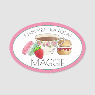 Nachmittagstee Party Macarons Teacup Teahouse Shop Namensschild