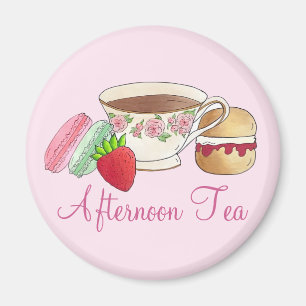 Nachmittagstee Party Macarons Teakup Creme Scone Magnet