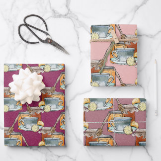 Nachmittagstee und Honig im Wasser Geschenkpapier Set