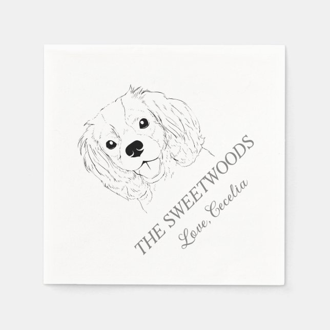 Nachname Cocker Spaniel Wedding Napkins Serviette (Vorderseite)