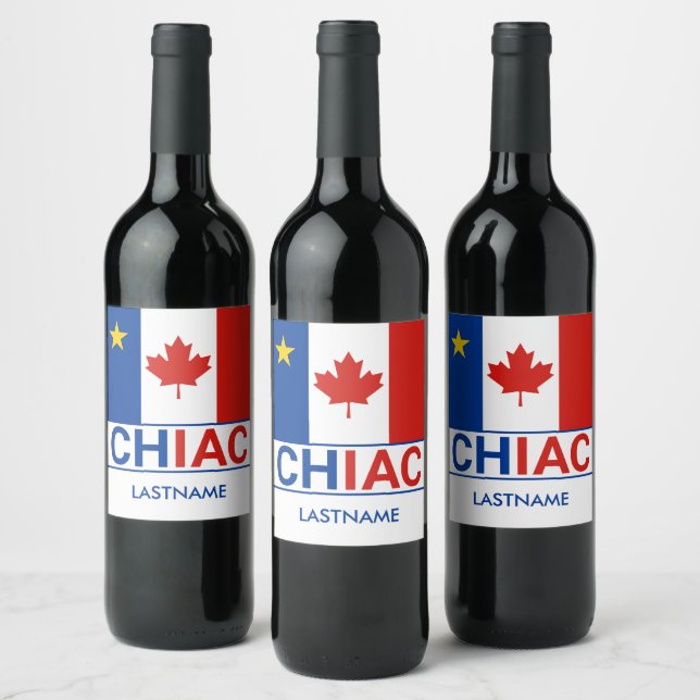 Nachname der kanadischen Flagge Chiac Acadian Weinetikett (Flaschen)