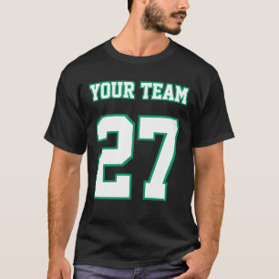 Nachname des Sportteams: grüne weiße Konturen T-Shirt