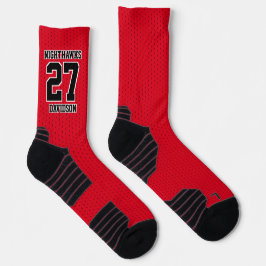 Nachname des Sportteams: Red Dotted Baseball Socken