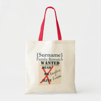 [Nachname] Familienforschung (Wanted Poster) Tragetasche
