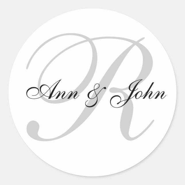 Nachname Initial plus Name Gastgeschenk Hochzeit A Runder Aufkleber (Vorderseite)