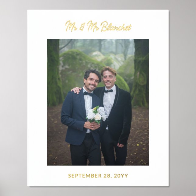 Nachname Modernes Script Wedding Foto Foliendrucke (Vorderseite)