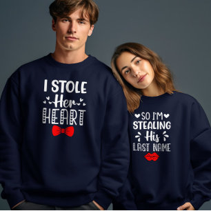 Nachname Valentinstag Couple Matching Funny Sweatshirt