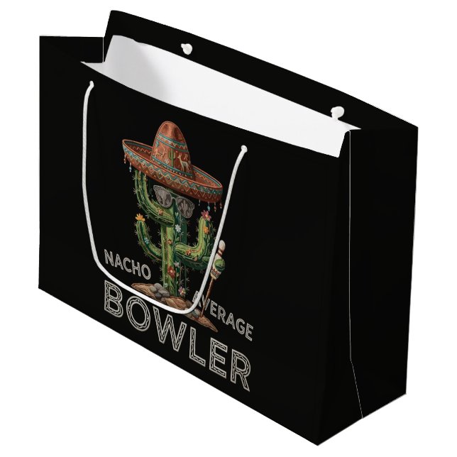 Nacho Average Bowler Spaß Große Geschenktüte (Vorderseite Schrägansicht)