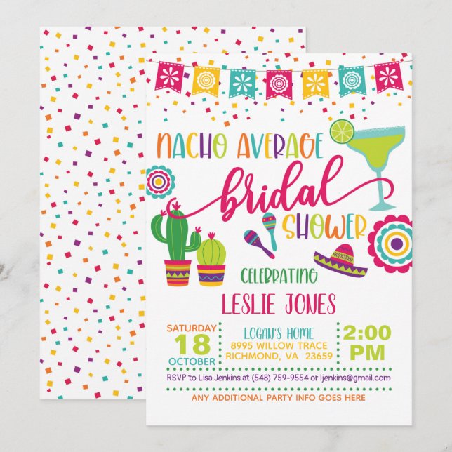 Nacho Average Bridal Dusche Einladung - WH (Vorne/Hinten)