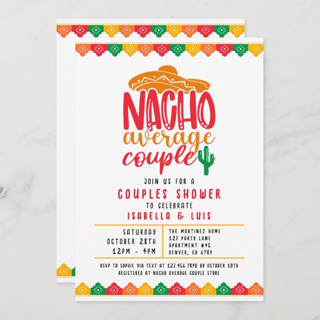 Nacho Average Couple Couples Dusche Foto Einladung (Vorne/Hinten)
