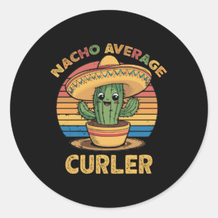 Nacho Average Curler Mexican Cinco De Mayo Curling Runder Aufkleber