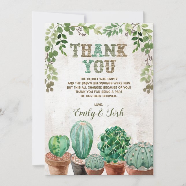 Nacho Baby shower moyen Fiesta Carte de remercieme (Devant)