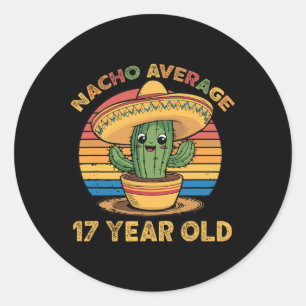 Nacho Durchschnitt 17 Jahre alt Cinco De Mayo 17.  Runder Aufkleber