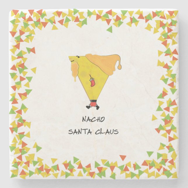 Nacho Santa mit Chips Steinuntersetzer (Vorderseite)