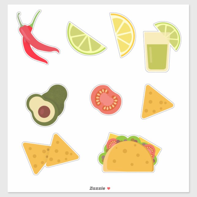 Nacho Tacos Food Variation Aufkleber (Blatt)
