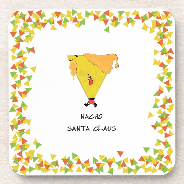 Nacho-Weihnachtsmann mit Chips Getränkeuntersetzer (Vorderseite)