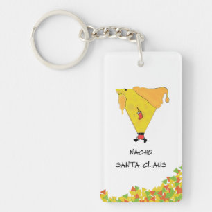 Nacho-Weihnachtsmann mit Chips Schlüsselanhänger