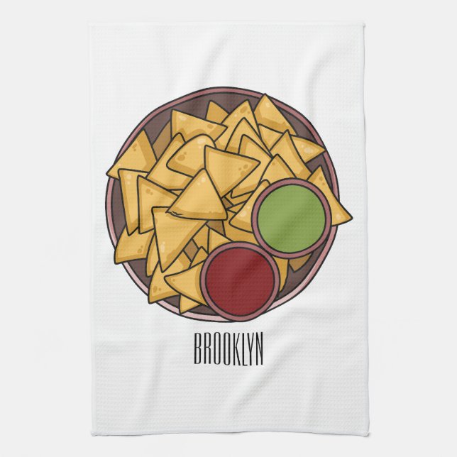 Nachos cartoon illustration  geschirrtuch (Vertikal)