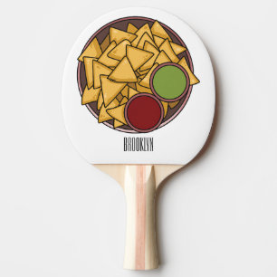 Nachos cartoon illustration  tischtennis schläger