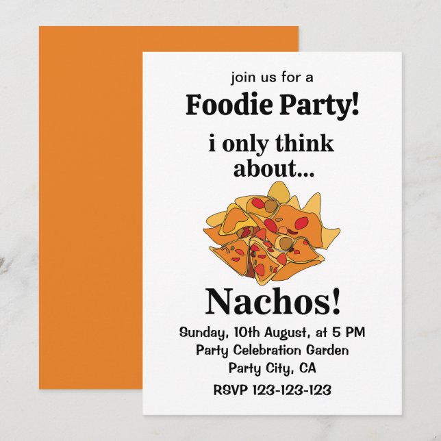 Nachos Food ich denke nur an Nachos Einladung (Vorne/Hinten)