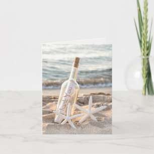 Nachricht in einer Flasche mit Seestern Danke
