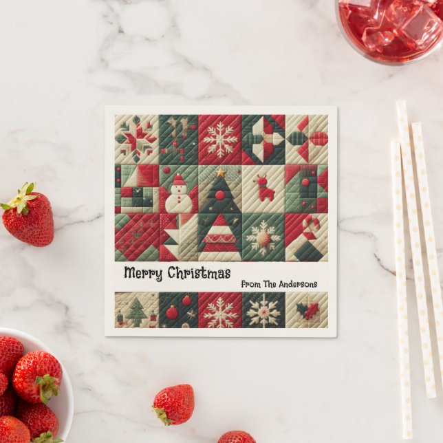 Nachricht "Quilted Christmas Designs" Serviette (Beispiel)